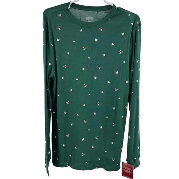 Wondershop Green Long Sleeve family sleep sets Shirt Skiing polar bears Print S - Picture 1 of 8